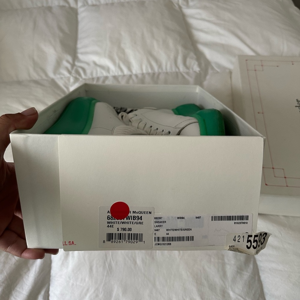 Alexander McQueen White Sneakers with Green Soles